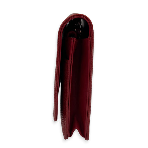 Timeless CC Wallet On Chain Red in Caviar Leather, Silver hardware