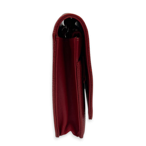 Timeless CC Wallet On Chain Red in Caviar Leather, Silver hardware