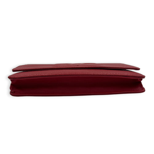 Timeless CC Wallet On Chain Red in Caviar Leather, Silver hardware