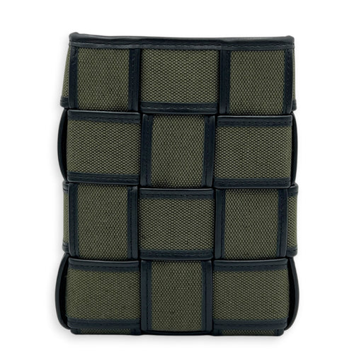 Cassette Vertical Green Crossbody Bag in Canvas, Silver hardware