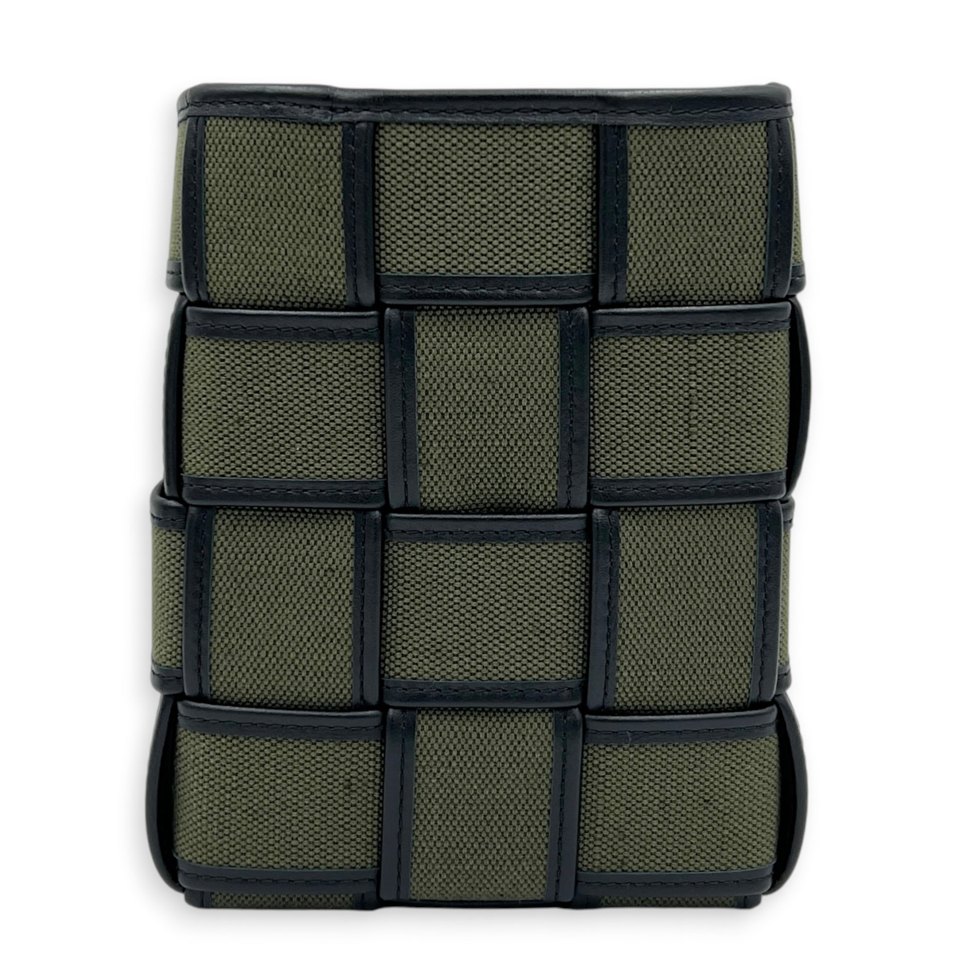 Cassette Vertical Green Crossbody Bag in Canvas, Silver hardware