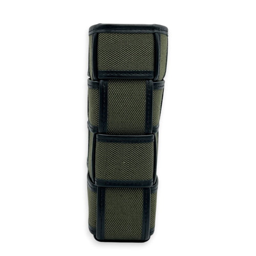 Cassette Vertical Green Crossbody Bag in Canvas, Silver hardware