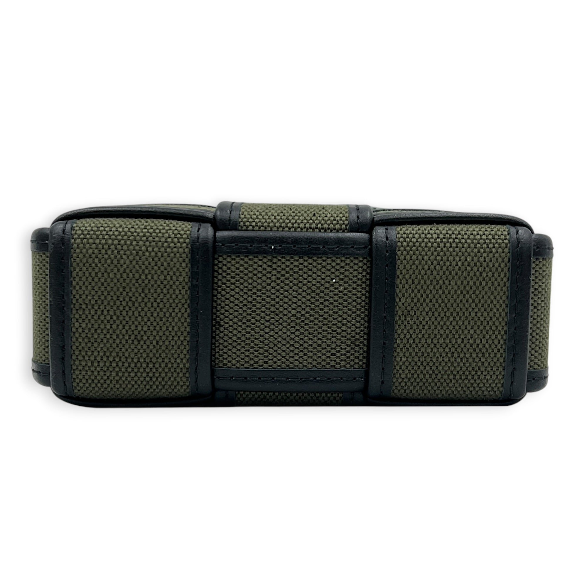 Cassette Vertical Green Crossbody Bag in Canvas, Silver hardware