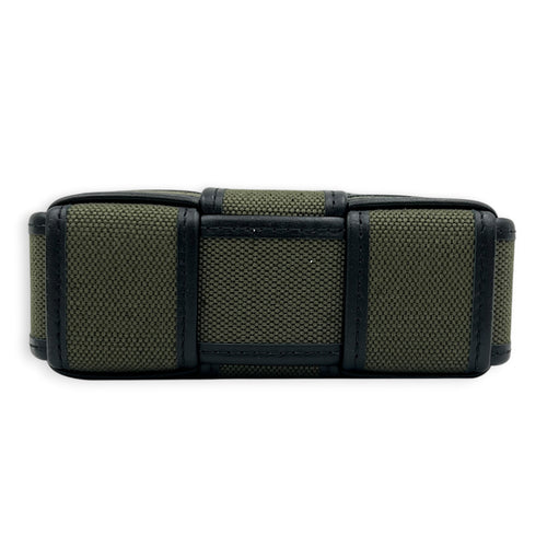 Cassette Vertical Green Crossbody Bag in Canvas, Silver hardware