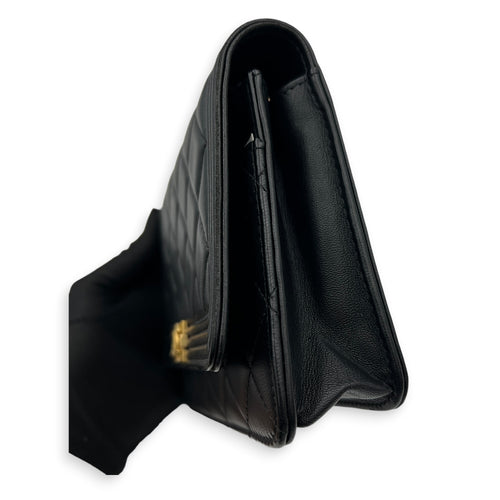 Boy Wallet On Chain Black in Lambskin, Gold hardware