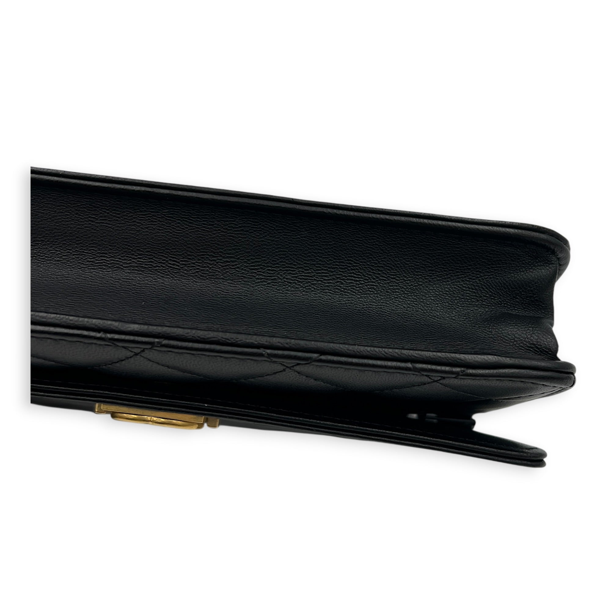 Boy Wallet On Chain Black in Lambskin, Gold hardware