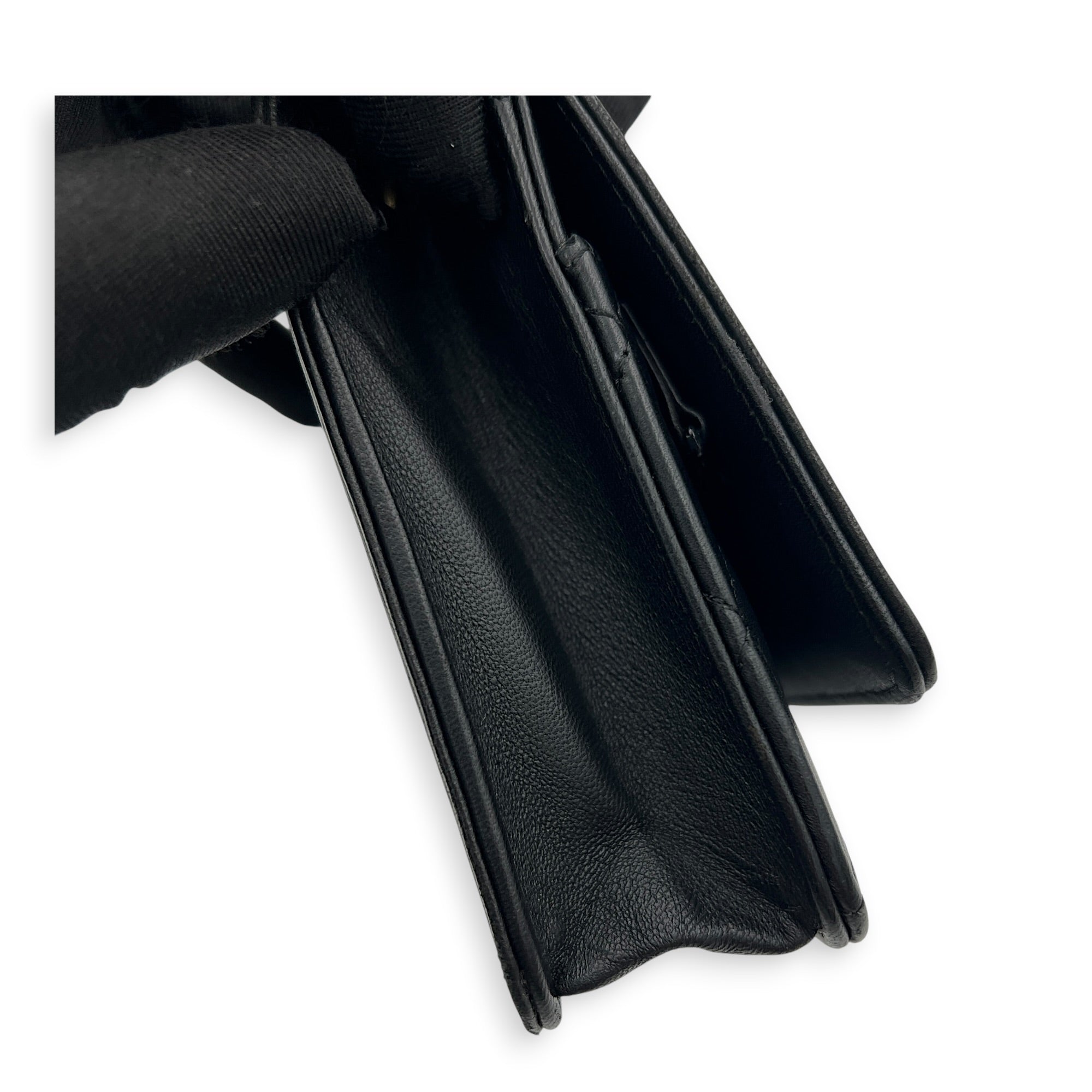 Boy Wallet On Chain Black in Lambskin, Gold hardware