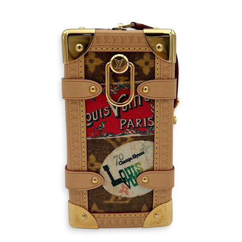 Side Trunk MM Flight Mode Top Handle Bag in Coated Canvas, Gold hardware