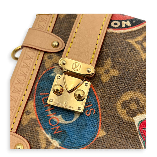 Side Trunk MM Flight Mode Top Handle Bag in Coated Canvas, Gold hardware