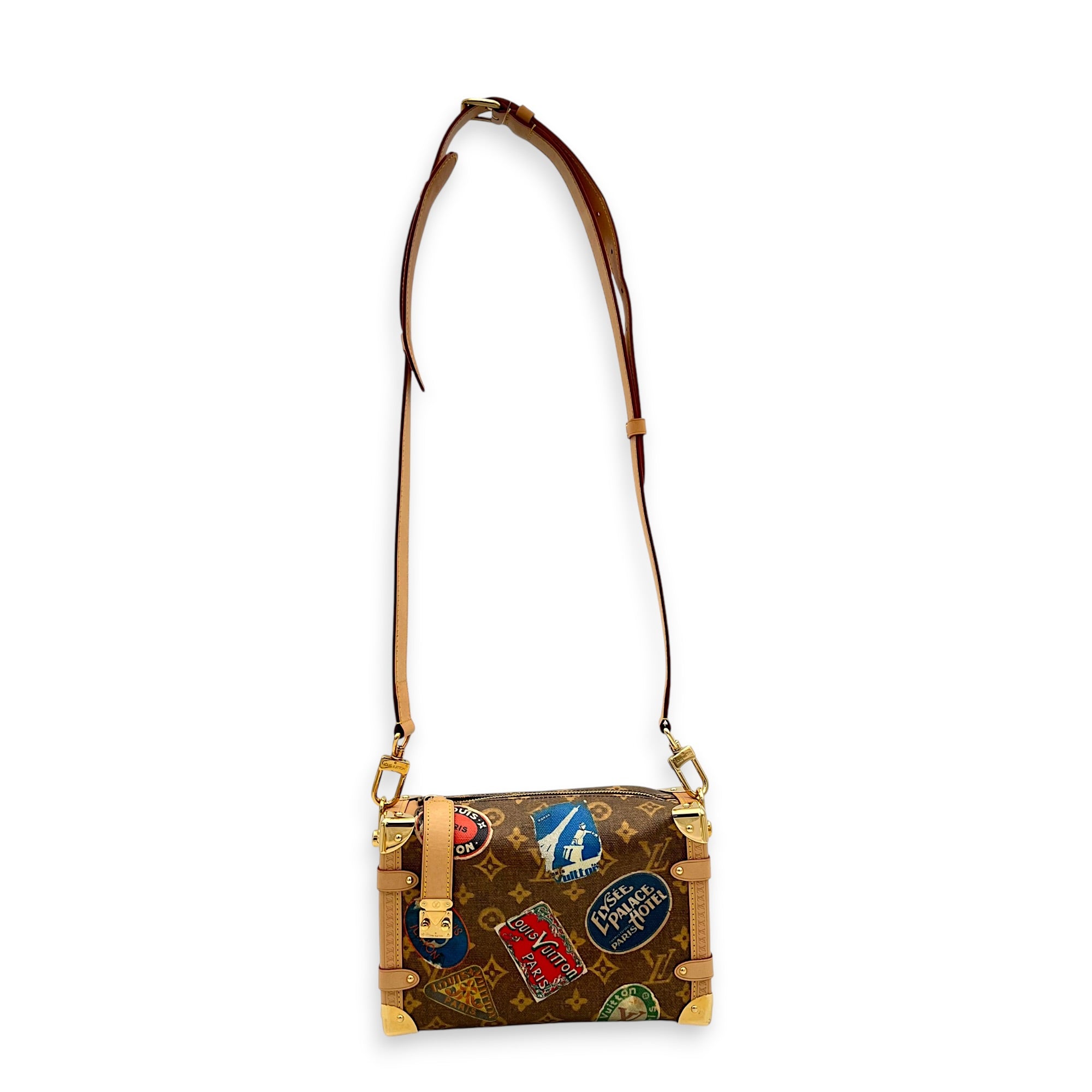 Side Trunk MM Flight Mode Top Handle Bag in Coated Canvas, Gold hardware
