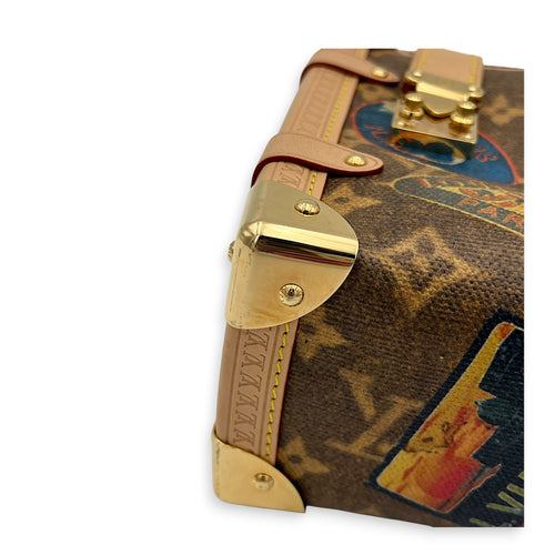 Side Trunk MM Flight Mode Top Handle Bag in Coated Canvas, Gold hardware