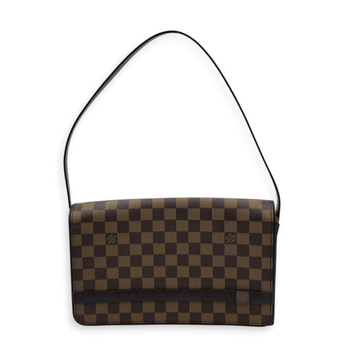 Tribeca Shoulder Bag Brown in Monogram Coated Canvas, Gold hardware