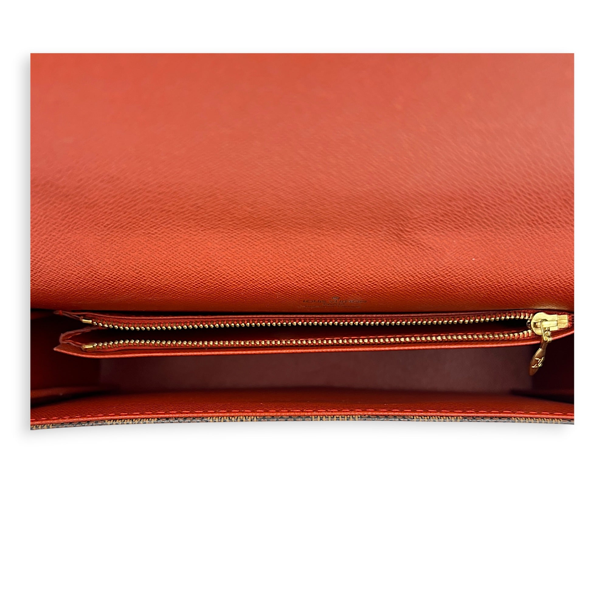Tribeca Shoulder Bag Brown in Monogram Coated Canvas, Gold hardware