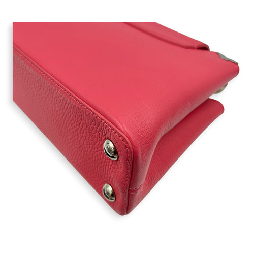 Capucines BB Pink Top Handle Bag in Taurillon Leather, Silver hardware