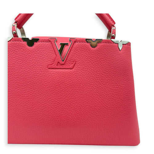 Capucines BB Pink Top Handle Bag in Taurillon Leather, Silver hardware