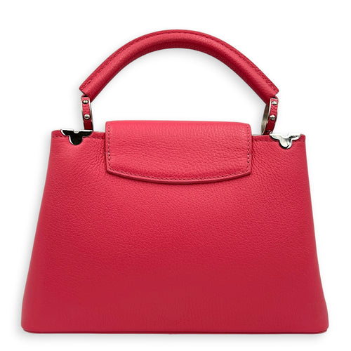 Capucines BB Pink Top Handle Bag in Taurillon Leather, Silver hardware