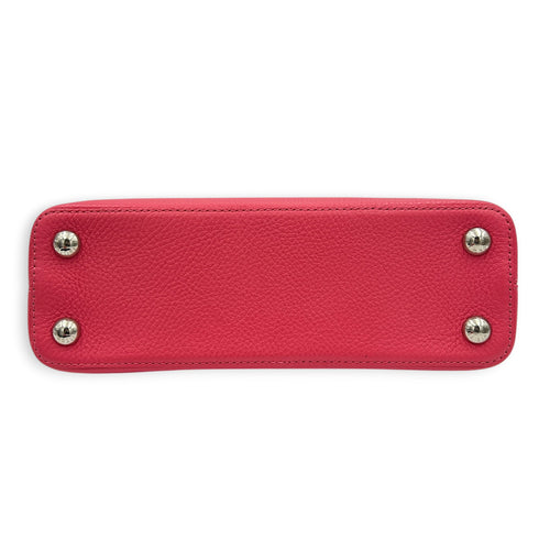Capucines BB Pink Top Handle Bag in Taurillon Leather, Silver hardware