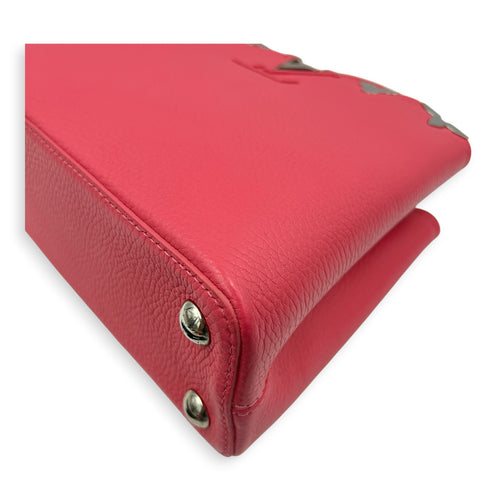 Capucines BB Pink Top Handle Bag in Taurillon Leather, Silver hardware