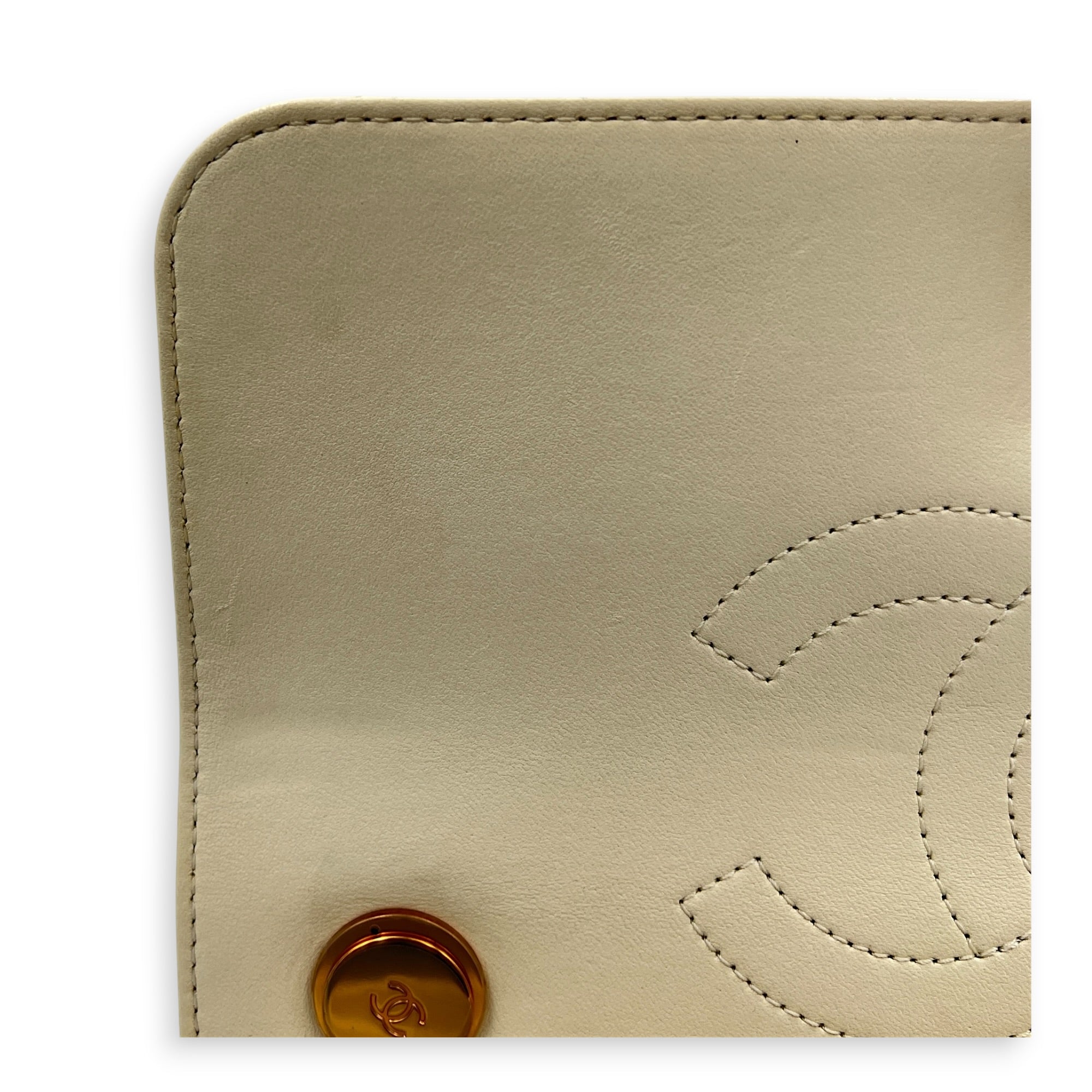 Trendy CC Small White Top Handle Bag in Lambskin, Rose Gold hardware