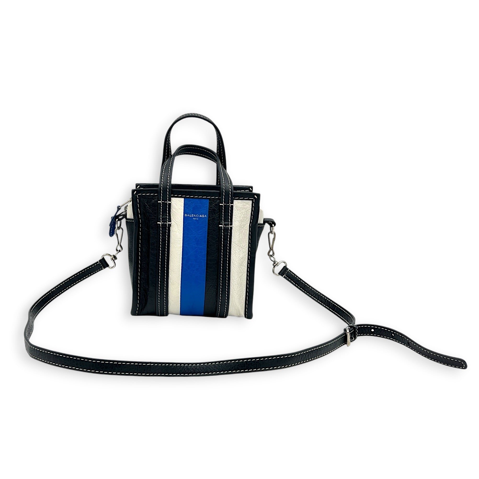 Bazar Shopper XS Multi-colour Top Handle Bag in Calfskin, Silver hardware