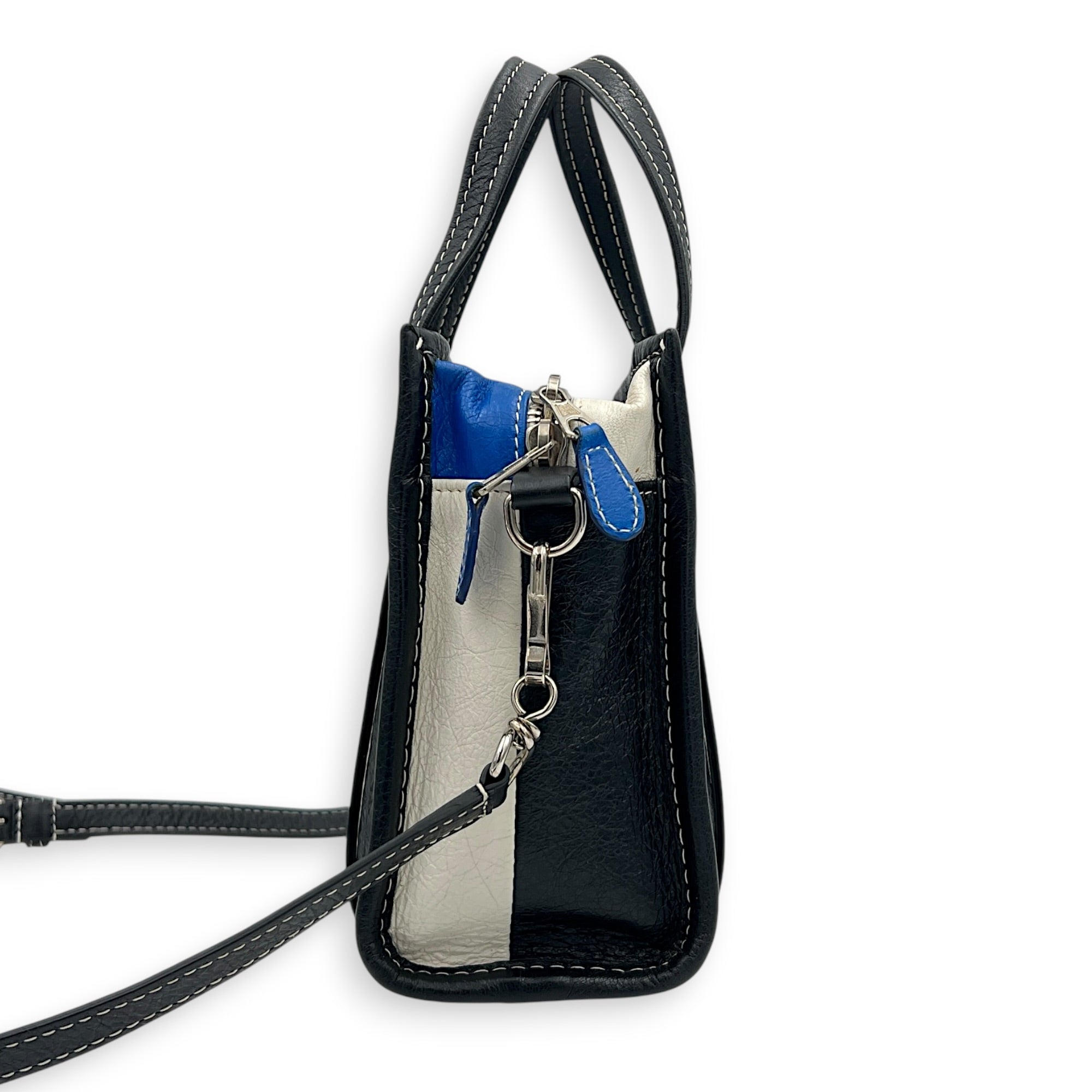 Bazar Shopper XS Multi-colour Top Handle Bag in Calfskin, Silver hardware