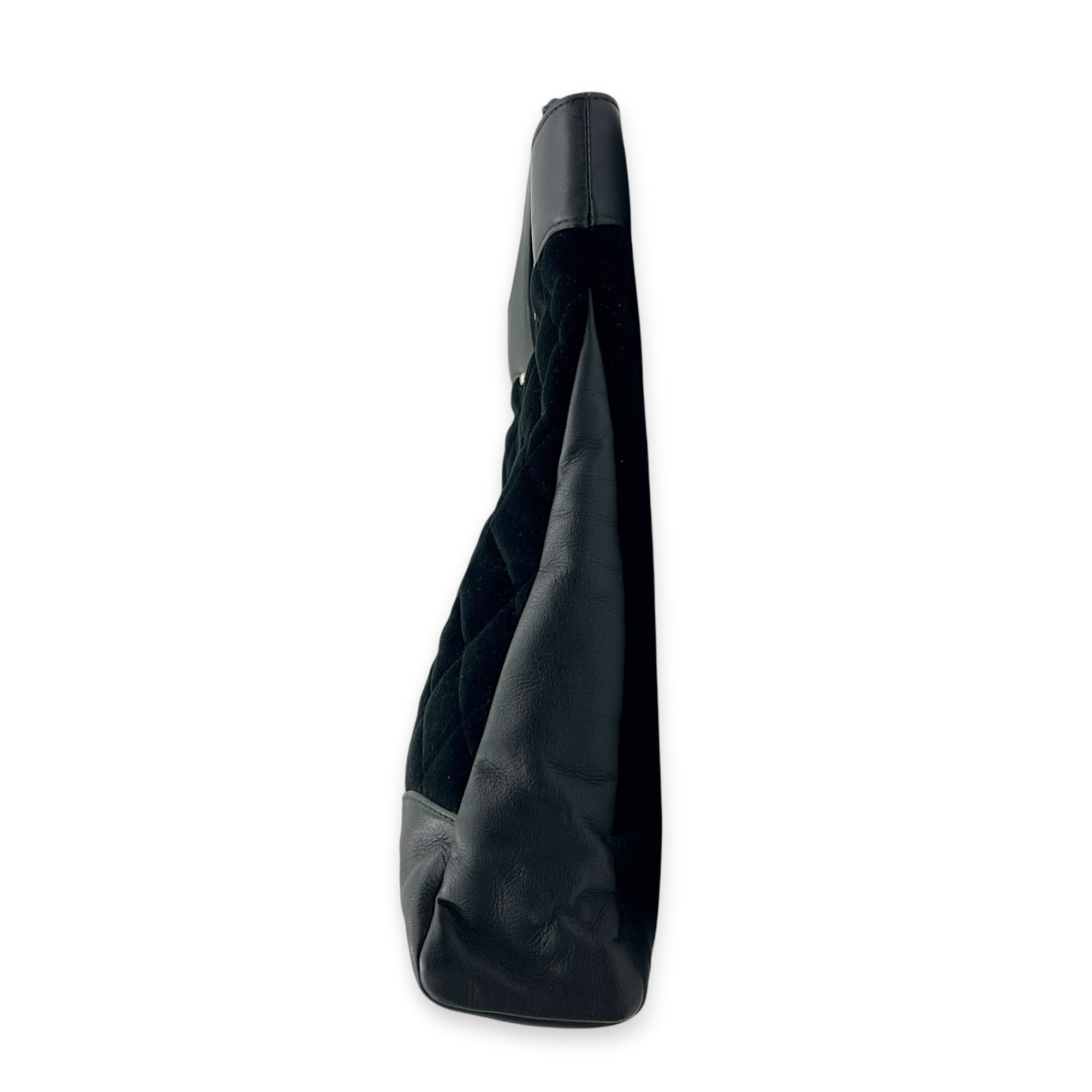 31 Large Black Tote Bag in Velvet, Gold hardware