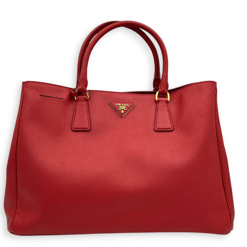 Galleria Top Handle Bag Red in Saffiano Leather, Gold hardware