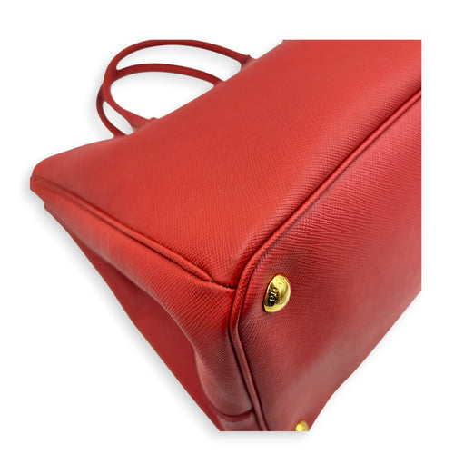 Galleria Top Handle Bag Red in Saffiano Leather, Gold hardware