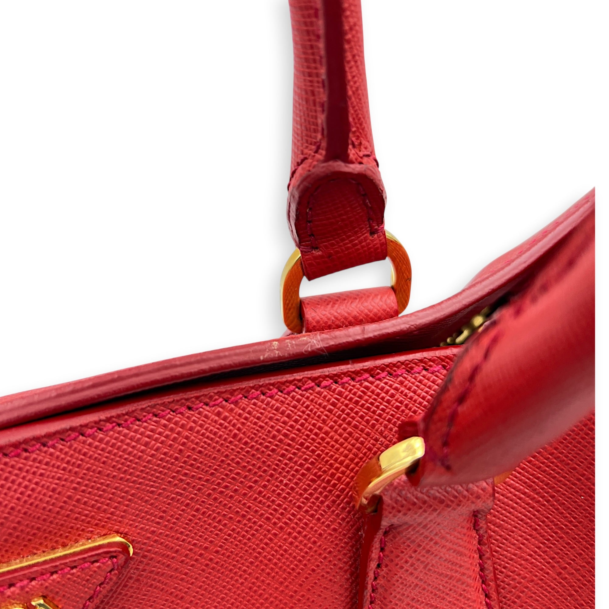 Galleria Top Handle Bag Red in Saffiano Leather, Gold hardware