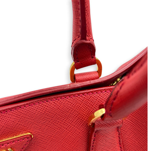 Galleria Top Handle Bag Red in Saffiano Leather, Gold hardware