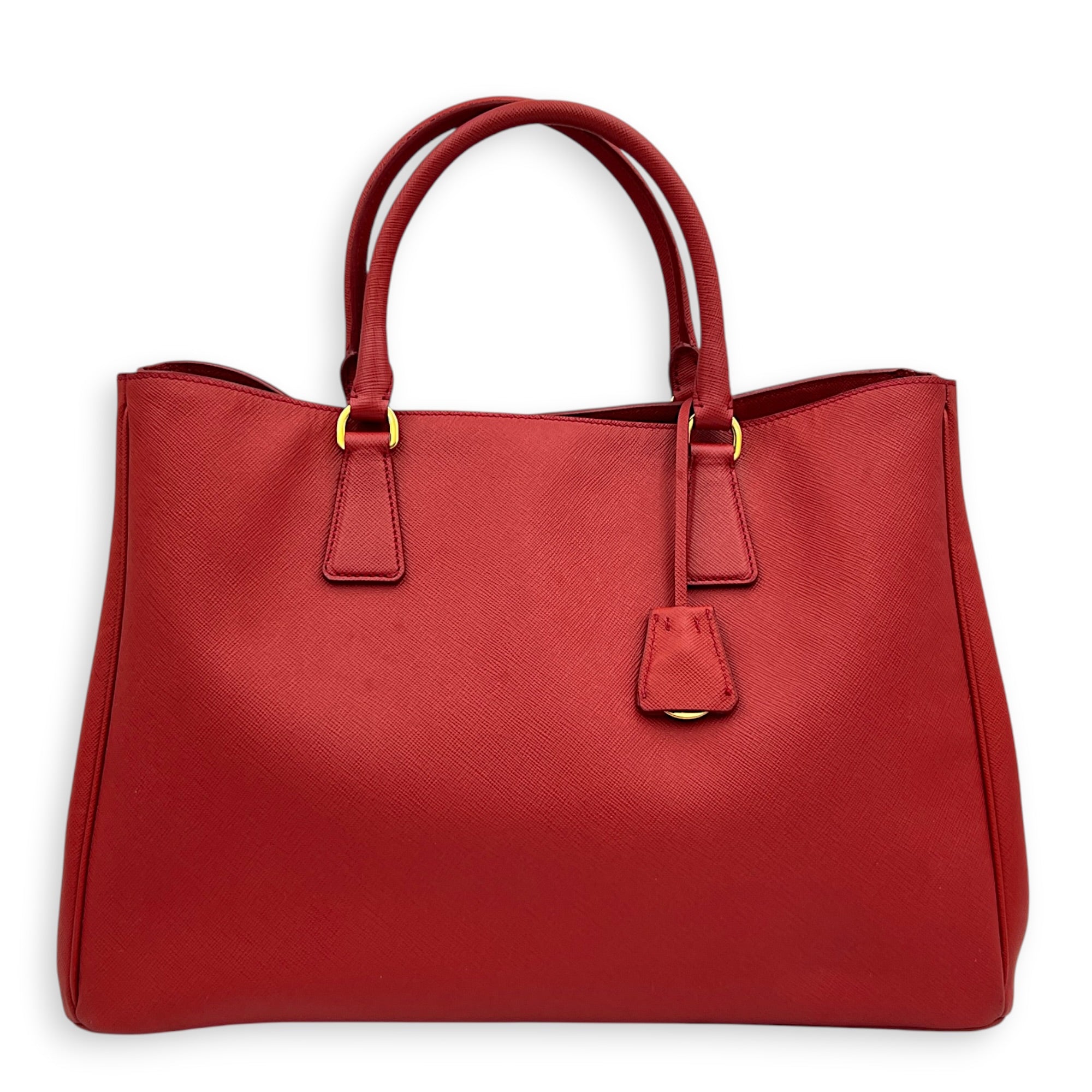 Galleria Top Handle Bag Red in Saffiano Leather, Gold hardware