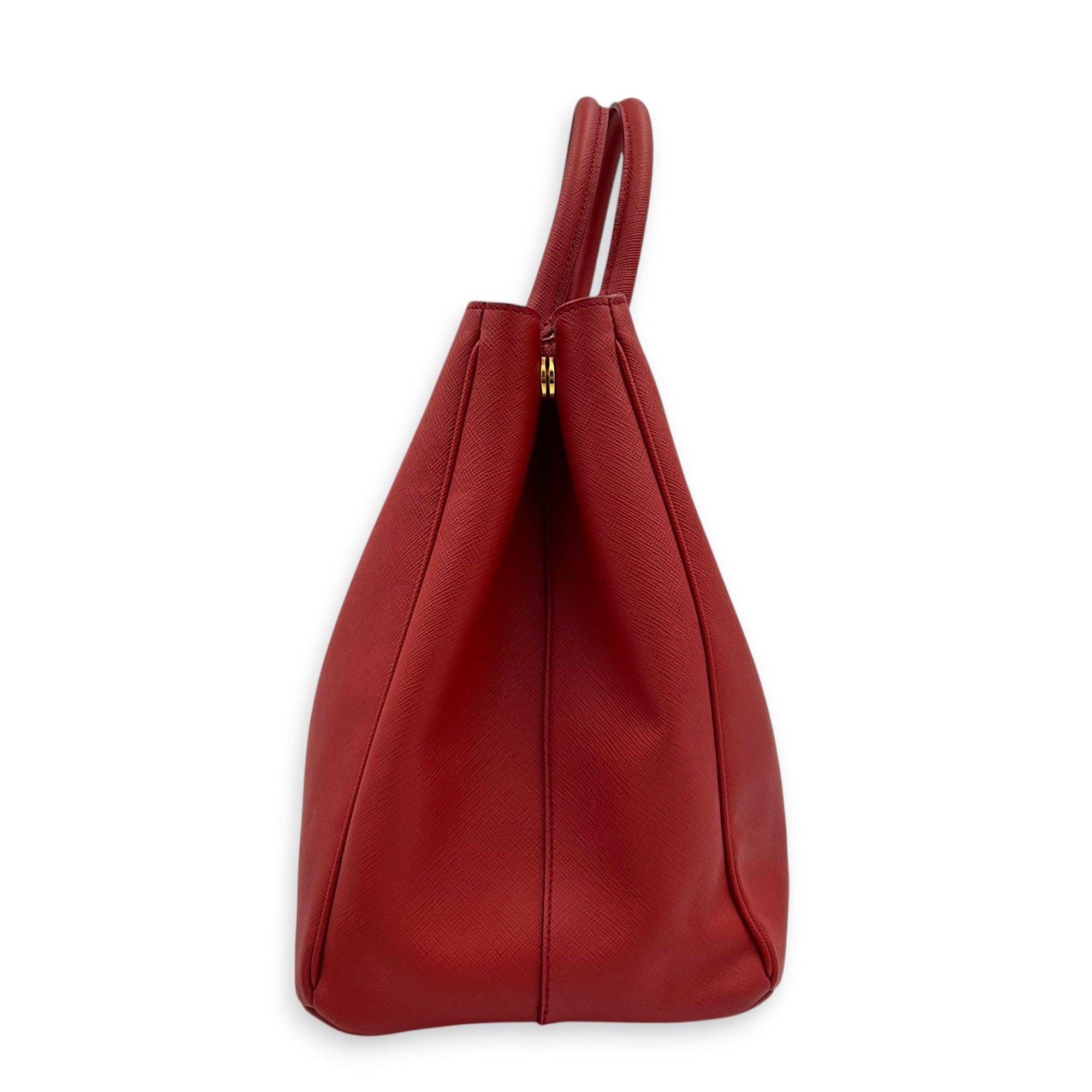 Galleria Top Handle Bag Red in Saffiano Leather, Gold hardware