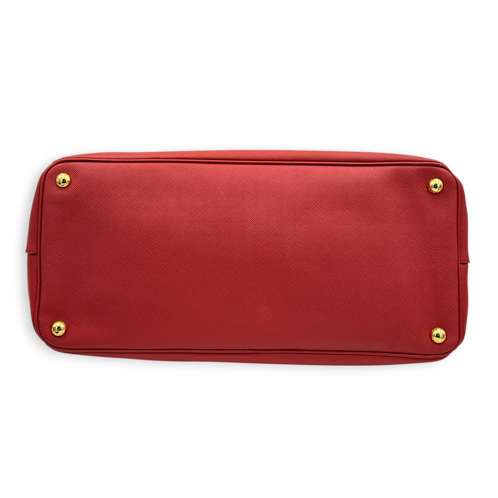 Galleria Top Handle Bag Red in Saffiano Leather, Gold hardware