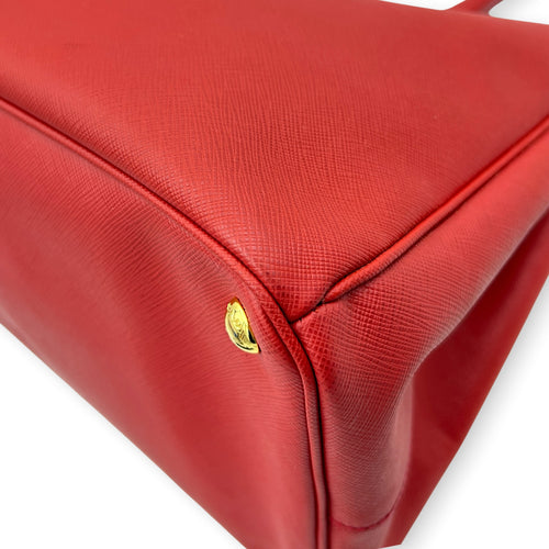 Galleria Top Handle Bag Red in Saffiano Leather, Gold hardware