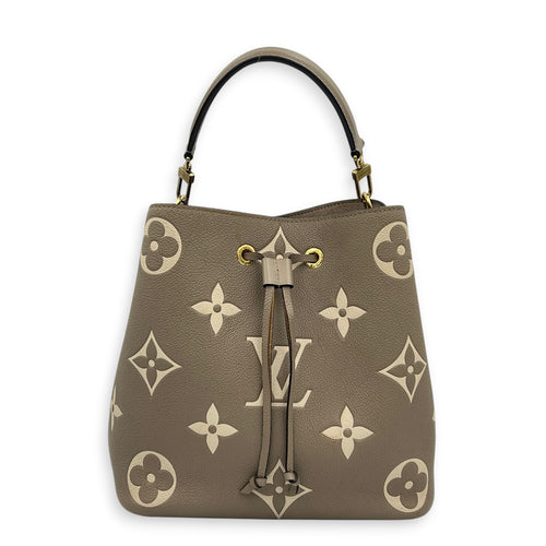 NeoNoe MM Beige Bucket Bag in Monogram Empreinte Leather, Gold hardware