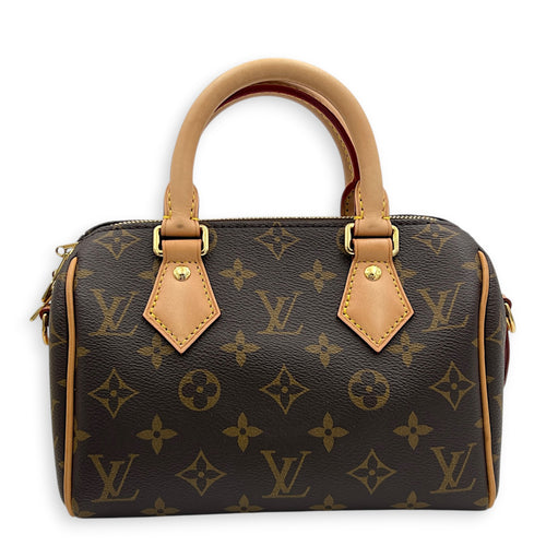 Speedy Bandouliere Top Handle Bag 20 Brown in Monogram Coated Canvas, Gold hardware
