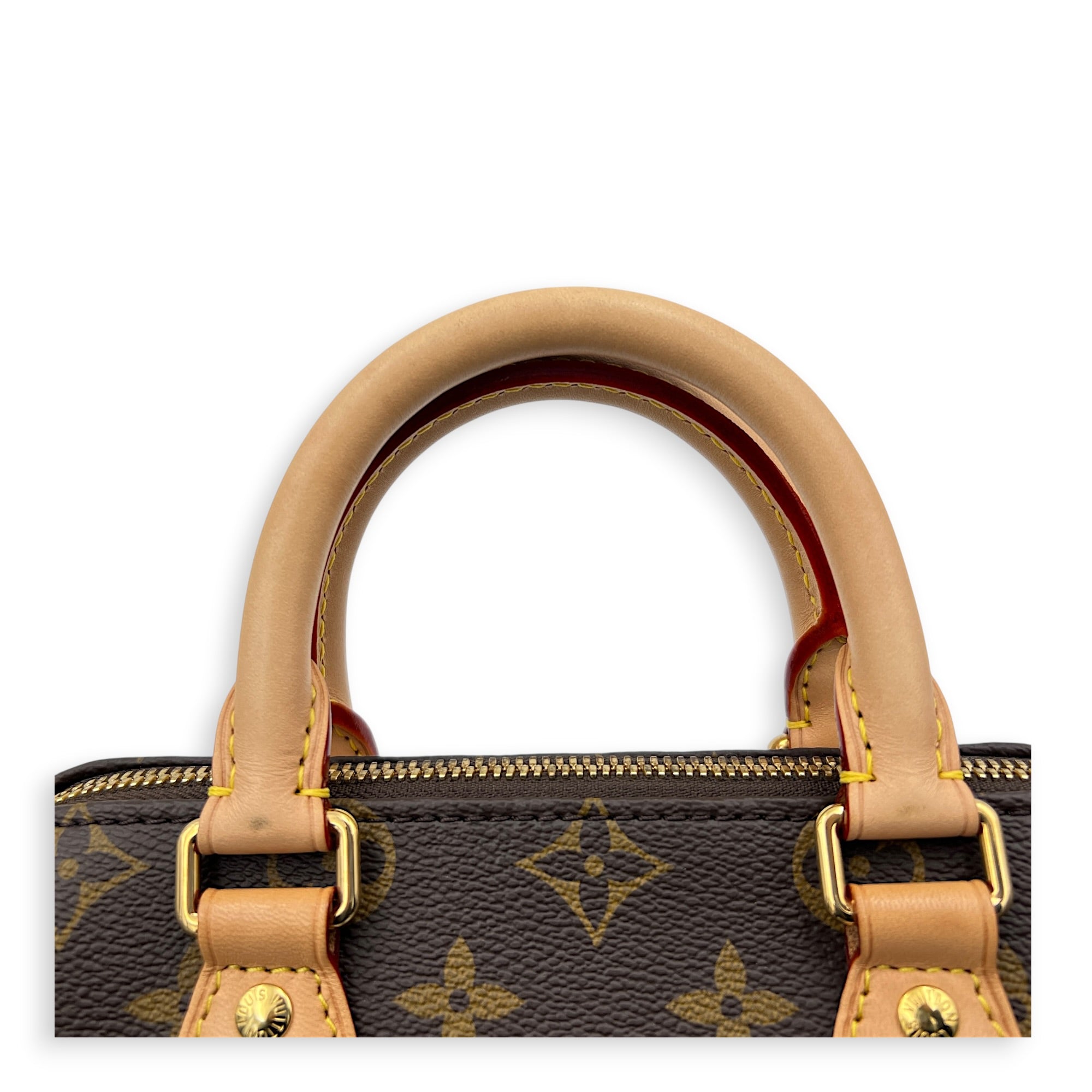 Speedy Bandouliere Top Handle Bag 20 Brown in Monogram Coated Canvas, Gold hardware