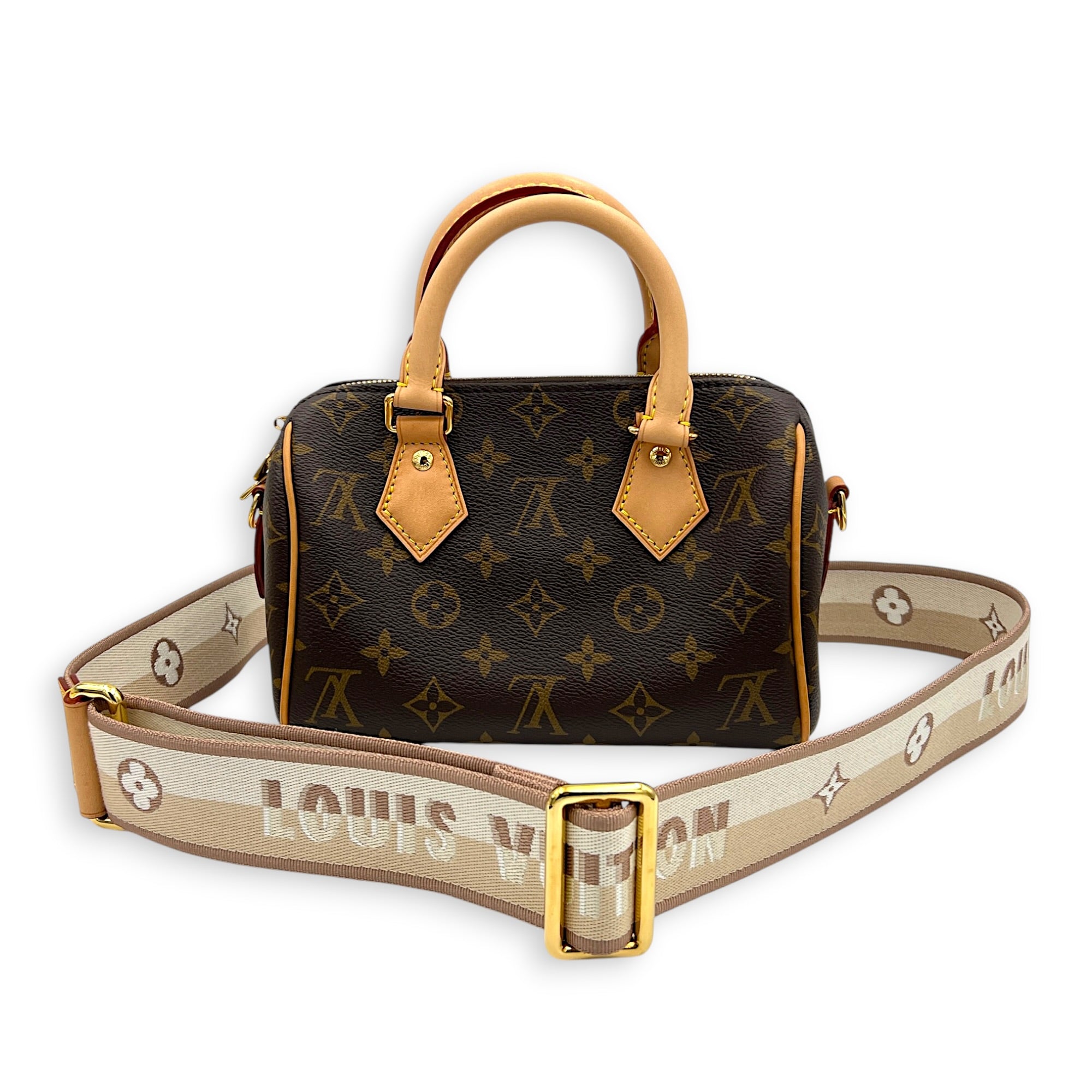 Speedy Bandouliere Top Handle Bag 20 Brown in Monogram Coated Canvas, Gold hardware