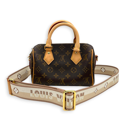 Speedy Bandouliere Top Handle Bag 20 Brown in Monogram Coated Canvas, Gold hardware