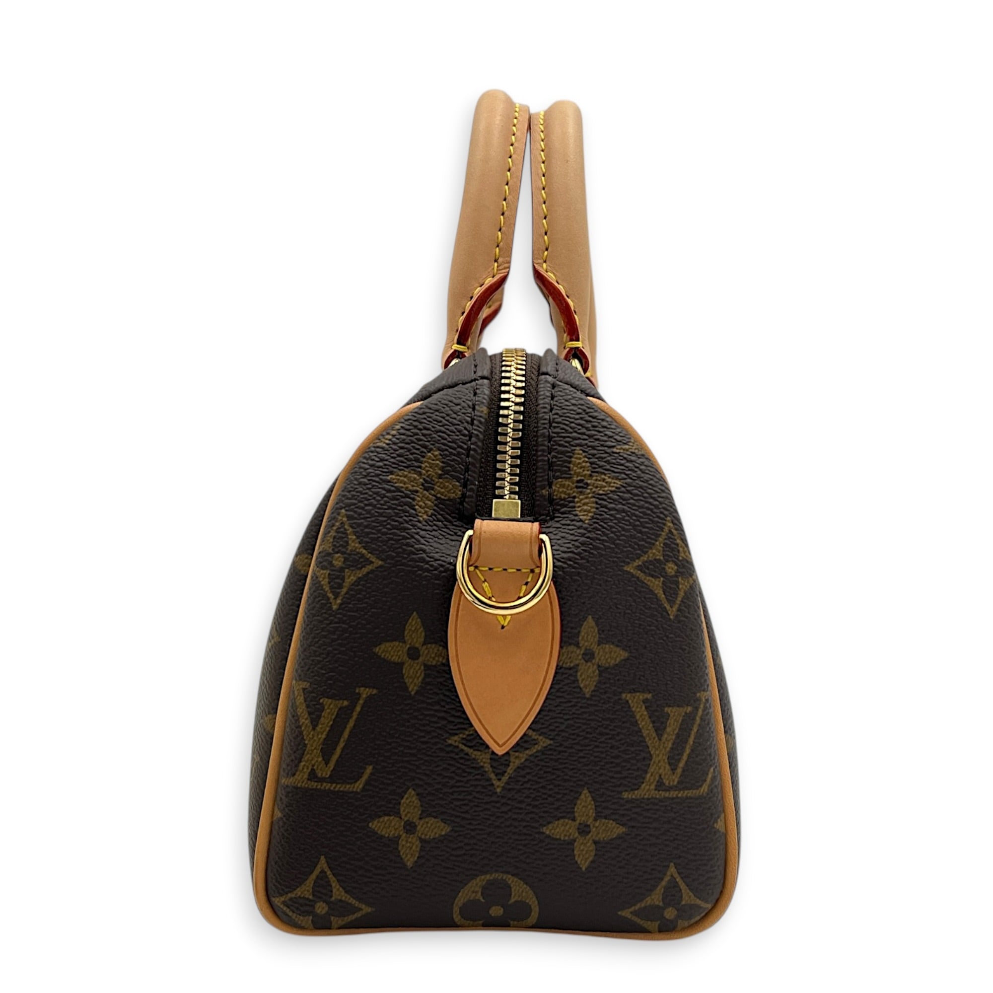 Speedy Bandouliere Top Handle Bag 20 Brown in Monogram Coated Canvas, Gold hardware