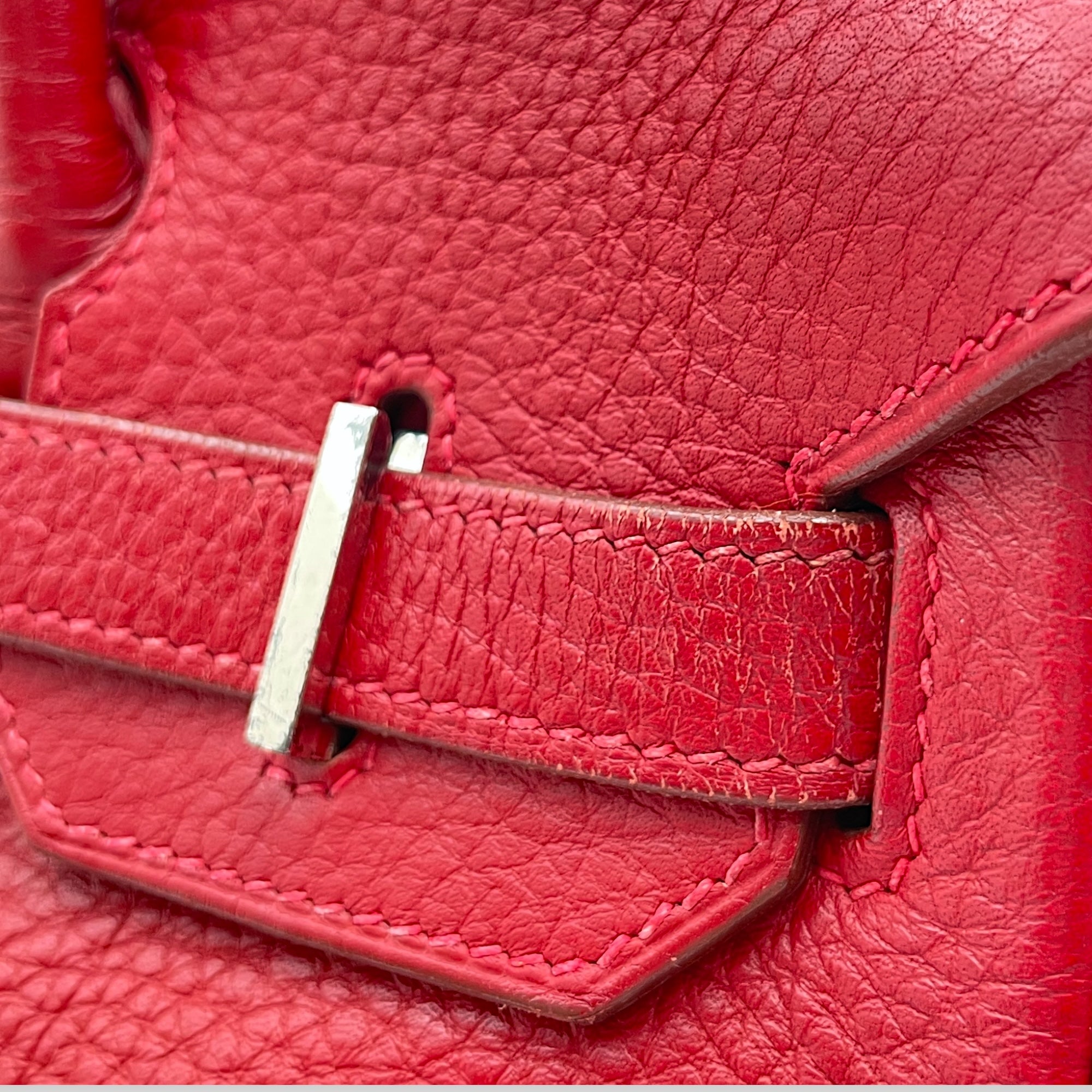 Birkin 30 Rouge Vif in Clemence Silver hardware