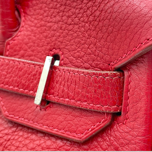 Birkin 30 Rouge Vif in Clemence Silver hardware