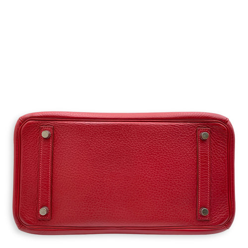 Birkin 30 Rouge Vif in Clemence Silver hardware