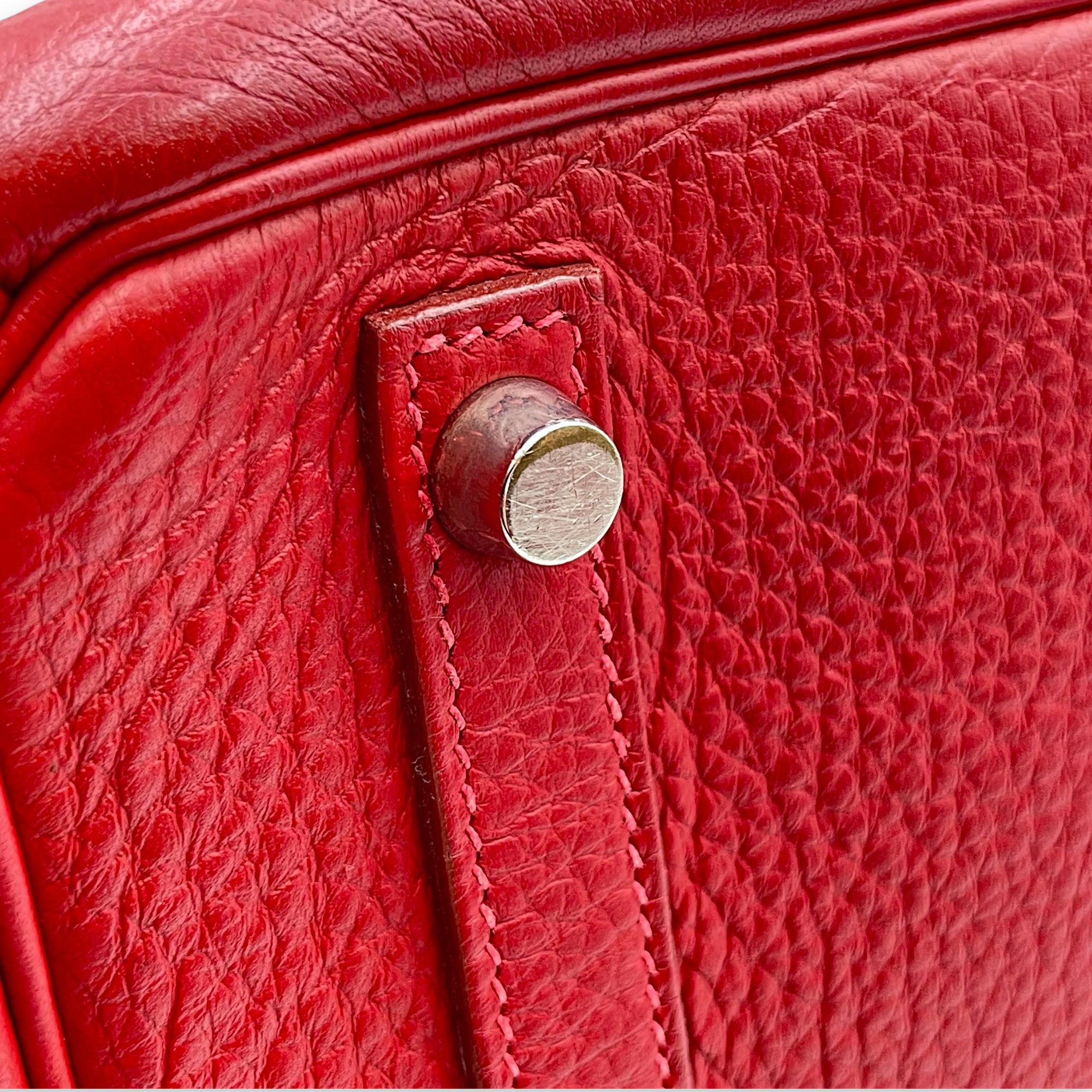 Birkin 30 Rouge Vif in Clemence Silver hardware