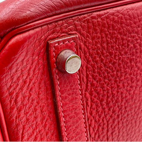 Birkin 30 Rouge Vif in Clemence Silver hardware