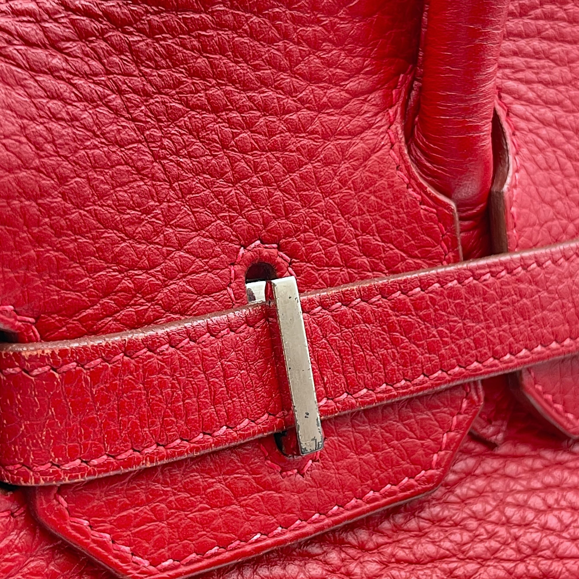 Birkin 30 Rouge Vif in Clemence Silver hardware