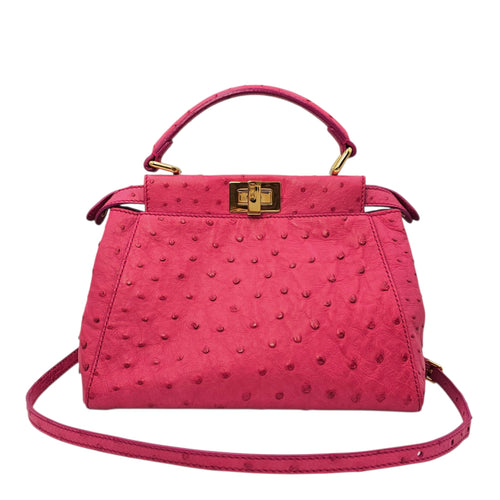 Peekaboo Mini Pink Crossbody Bag in Ostrich Gold hardware CL2410-6324 9
