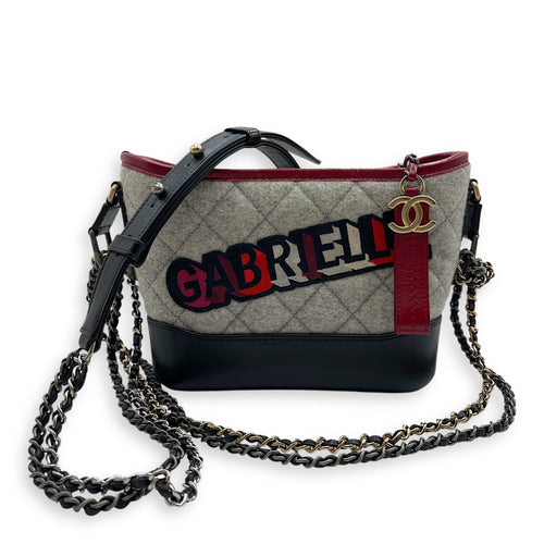 Gabrielle Hobo Small Grey,red, pink, black Shoulder Bag in Calfskin 3-Tone hardware CL2412-7885 3