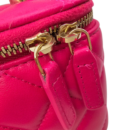 Quilted Top Handle  Pink Vanity Bag in Lambskin Gold hardware CL2502-9954 10