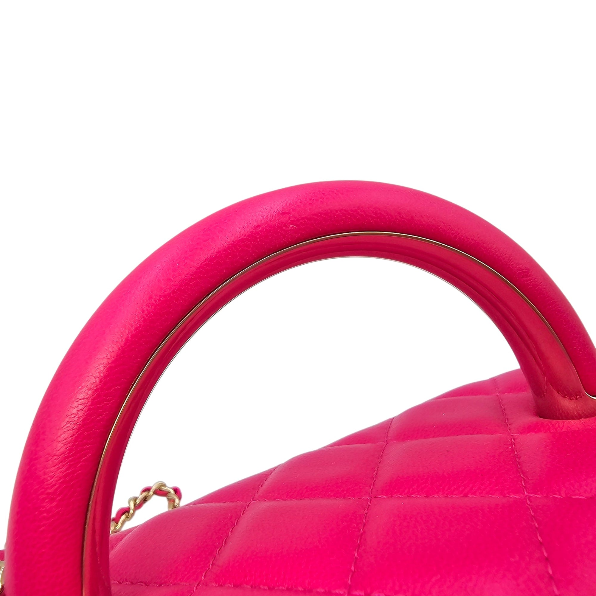 Quilted Top Handle  Pink Vanity Bag in Lambskin Gold hardware CL2502-9954 6